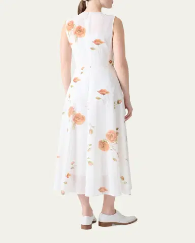 Akris Anemone Print Belted Fit-and-Flare Voile Dress | Thumbnail 3 Akris Anemone Print Belted Fit-and-Flare Voile Dress | Thumbnail 3