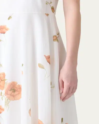 Akris Anemone Print Belted Fit-and-Flare Voile Dress | Thumbnail 5 Akris Anemone Print Belted Fit-and-Flare Voile Dress | Thumbnail 5