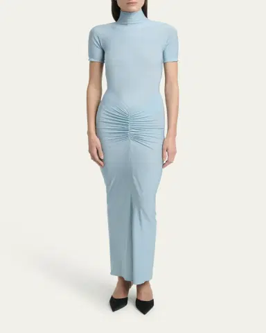 Alaïa Mock Neck Draped Midi Dress | Thumbnail 2