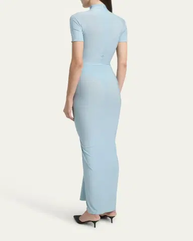 Alaïa Mock Neck Draped Midi Dress | Thumbnail 3