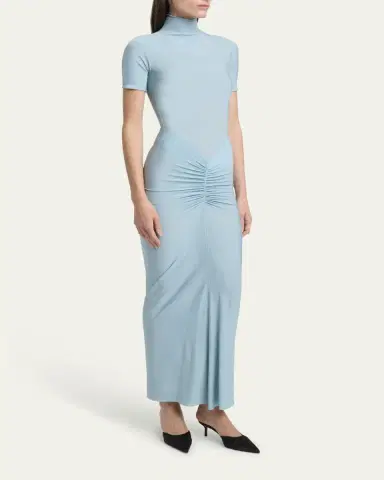 Alaïa Mock Neck Draped Midi Dress | Thumbnail 4