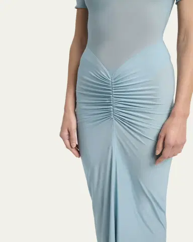 Alaïa Mock Neck Draped Midi Dress | Thumbnail 5
