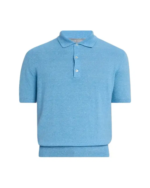 Men's Cashmere and Linen Short-Sleeve Polo Sweater