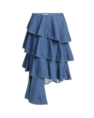 Alaïa Spiral Ruffle Denim Midi Skirt | Thumbnail 1