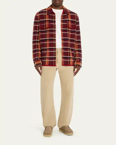 Guest in Residence Men's Windowpane Cashmere Work Shirt | Thumbnail 2