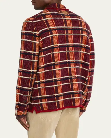 Guest in Residence Men's Windowpane Cashmere Work Shirt | Thumbnail 3