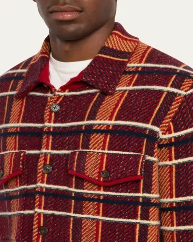 Guest in Residence Men's Windowpane Cashmere Work Shirt | Thumbnail 5