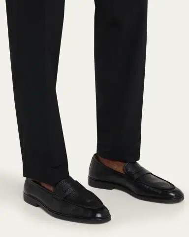 Bergdorf Goodman Men's Deerskin Flex-Sole Penny Loafers | Thumbnail 2