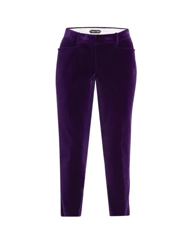 Velvet Slim-Leg Ankle Cigarette Trousers