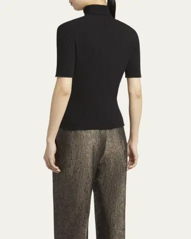 Giorgio Armani Turtleneck Short-Sleeve Cashmere Rib Sweater | Thumbnail 3 Giorgio Armani Turtleneck Short-Sleeve Cashmere Rib Sweater | Thumbnail 3