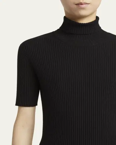 Giorgio Armani Turtleneck Short-Sleeve Cashmere Rib Sweater | Thumbnail 5 Giorgio Armani Turtleneck Short-Sleeve Cashmere Rib Sweater | Thumbnail 5