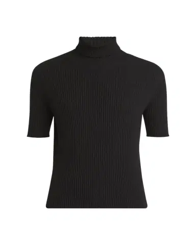 Giorgio Armani Turtleneck Short-Sleeve Cashmere Rib Sweater | Thumbnail 1 Giorgio Armani Turtleneck Short-Sleeve Cashmere Rib Sweater | Thumbnail 1