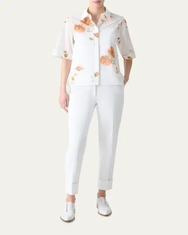 Akris Anemone Print Cotton Voile Blouse | Thumbnail 2
