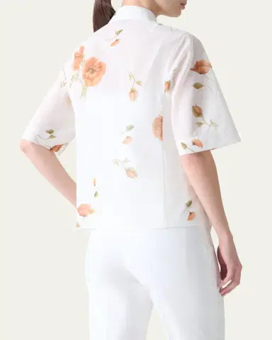Akris Anemone Print Cotton Voile Blouse | Thumbnail 3
