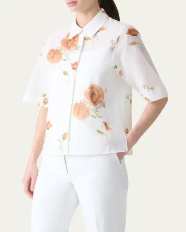Akris Anemone Print Cotton Voile Blouse | Thumbnail 4
