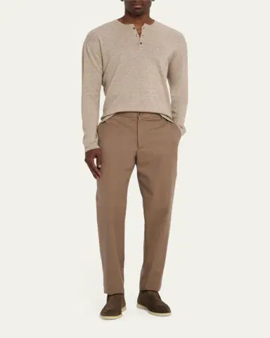 Bergdorf Goodman Men's Cashmere and Linen Henley Sweater | Thumbnail 2