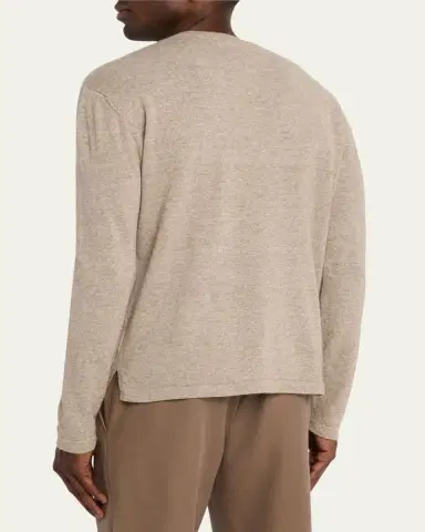 Bergdorf Goodman Men's Cashmere and Linen Henley Sweater | Thumbnail 3