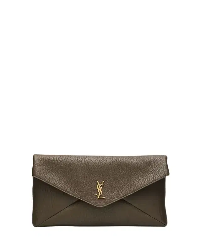 Saint Laurent YSL Envelope Clutch Bag in Grained Leather