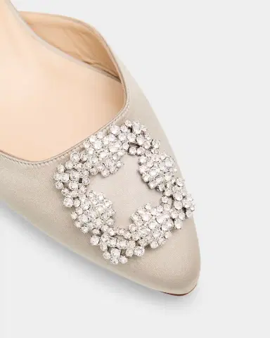 Manolo Blahnik Hangisi Satin Ballerina Flats | Thumbnail 4