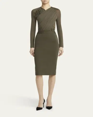 Giorgio Armani Ruched Jersey Long-Sleeve Midi Dress | Thumbnail 2 Giorgio Armani Ruched Jersey Long-Sleeve Midi Dress | Thumbnail 2