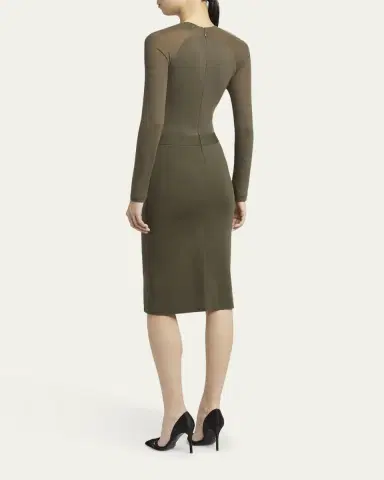 Giorgio Armani Ruched Jersey Long-Sleeve Midi Dress | Thumbnail 3 Giorgio Armani Ruched Jersey Long-Sleeve Midi Dress | Thumbnail 3