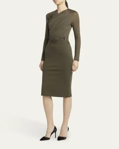 Giorgio Armani Ruched Jersey Long-Sleeve Midi Dress | Thumbnail 4 Giorgio Armani Ruched Jersey Long-Sleeve Midi Dress | Thumbnail 4