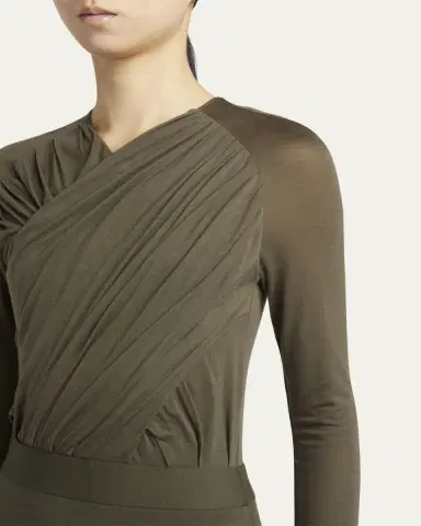 Giorgio Armani Ruched Jersey Long-Sleeve Midi Dress | Thumbnail 5 Giorgio Armani Ruched Jersey Long-Sleeve Midi Dress | Thumbnail 5