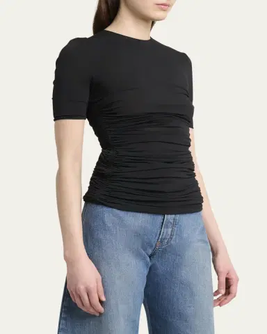 ALAÏA Ruched Short-Sleeve Top | Thumbnail 4