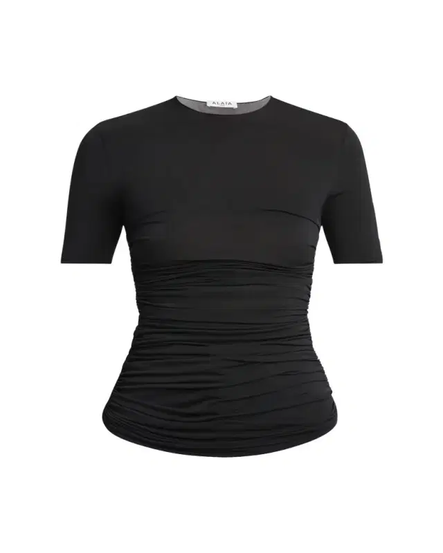 ALAIA Ruched Short-Sleeve Top