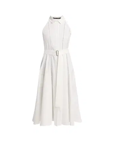 Proenza Schouler Dorothy Belted Ladder Stitch Poplin Midi Dress | Thumbnail 1 Proenza Schouler Dorothy Belted Ladder Stitch Poplin Midi Dress | Thumbnail 1
