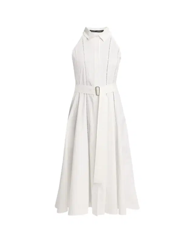 Dorothy Belted Ladder Stitch Poplin Midi Dress