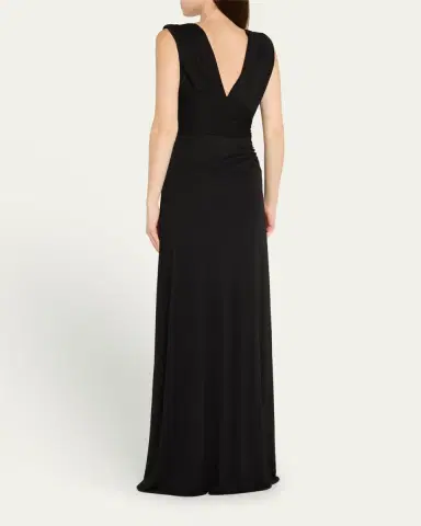 Halston Alessia Plunging Draped Matte Jersey Gown | Thumbnail 3