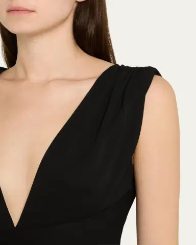 Halston Alessia Plunging Draped Matte Jersey Gown | Thumbnail 5