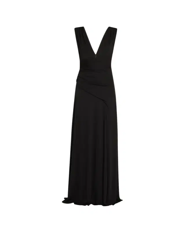 Alessia Plunging Draped Matte Jersey Gown
