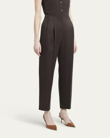 Giorgio Armani Pleated Wool Straight-Leg Ankle Trousers | Thumbnail 4