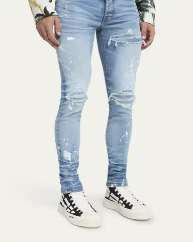 AMIRI Men's Skel Court Canvas and Leather High-Top Sneakers | Thumbnail 2