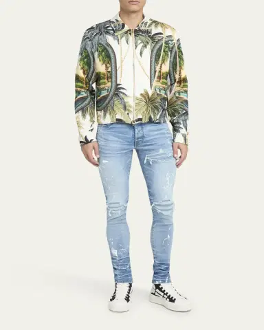 AMIRI Men's Skel Court Canvas and Leather High-Top Sneakers | Thumbnail 3