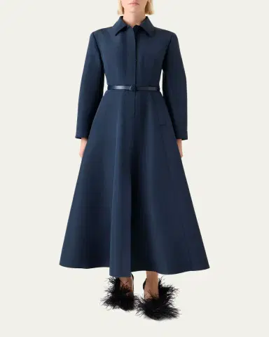 Akris Ottoman Silk Belted A-Line Midi Shirtdress | Thumbnail 2