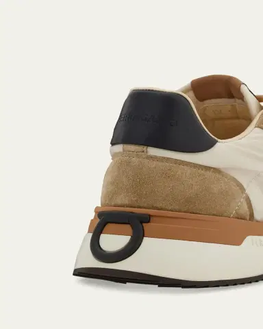 Ferragamo Men's Atlantic Fabric and Suede Runner Sneakers | Thumbnail 2