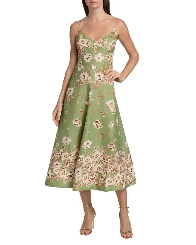 Mae Floral Linen Midi Dress