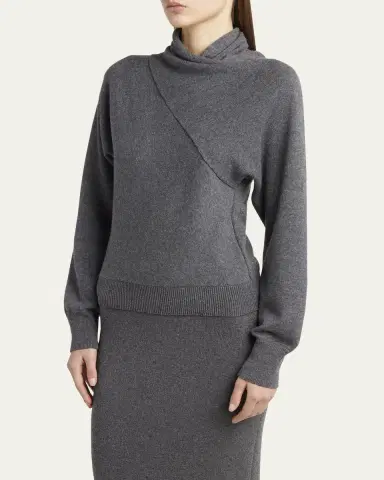 TOM FORD Wrap-Neck Fine Cashmere-Cotton Sweater | Thumbnail 4 TOM FORD Wrap-Neck Fine Cashmere-Cotton Sweater | Thumbnail 4