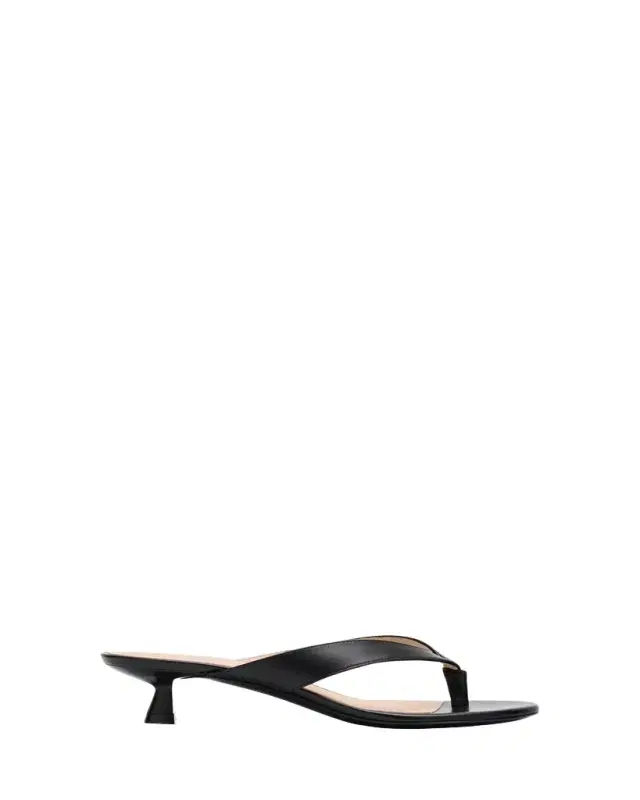 Rio Leather Kitten-Heel Thong Sandals