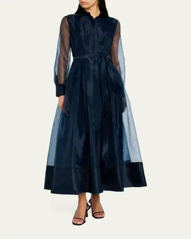 SIMKHAI Montgomery Long-Sleeve Button-Front Midi Dress | Thumbnail 2