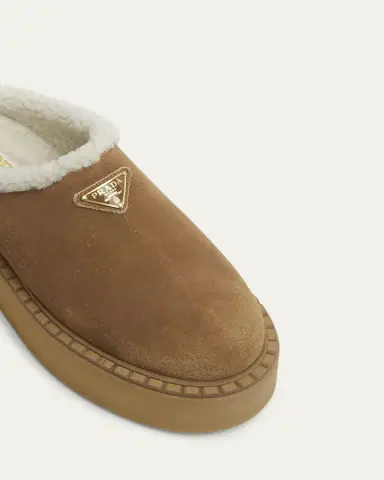 Prada Suede Shearling Cozy Platform Mules | Thumbnail 5