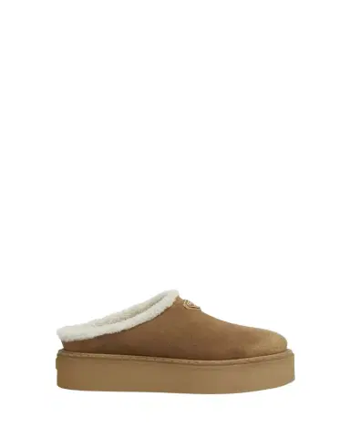 Prada Suede Shearling Cozy Platform Mules | Thumbnail 1