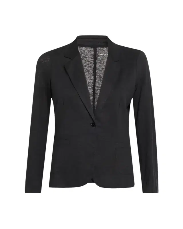 Stretch Linen One-Button Blazer