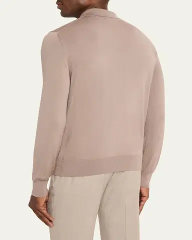 Brioni Men's Cashmere-Silk Polo Sweater | Thumbnail 3 Brioni Men's Cashmere-Silk Polo Sweater | Thumbnail 3