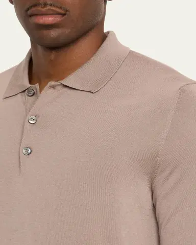 Brioni Men's Cashmere-Silk Polo Sweater | Thumbnail 5 Brioni Men's Cashmere-Silk Polo Sweater | Thumbnail 5