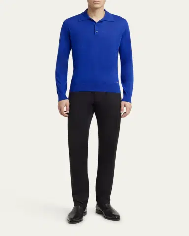 Brioni Men's Cashmere-Silk Polo Sweater | Thumbnail 6 Brioni Men's Cashmere-Silk Polo Sweater | Thumbnail 6