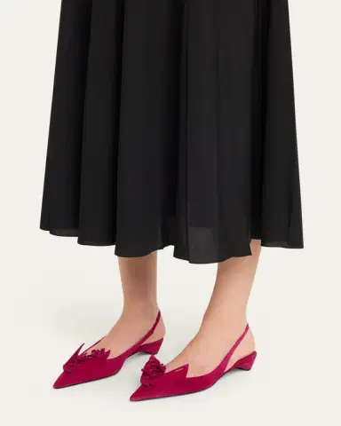 Prada Suede Flower Slingback Pumps | Thumbnail 2